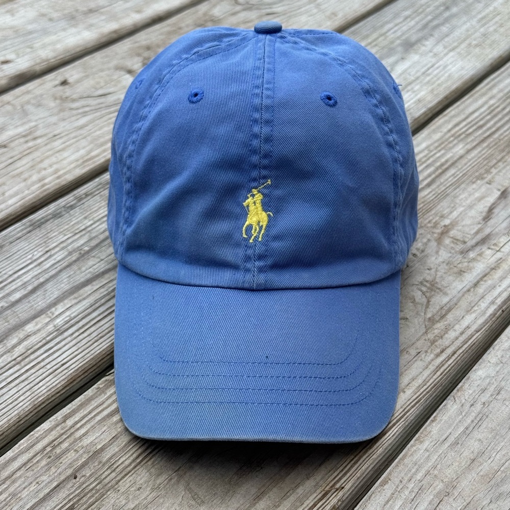 Polo Ralph Lauren Blue OSFA Adjustable Dad Cap with Leather Strap